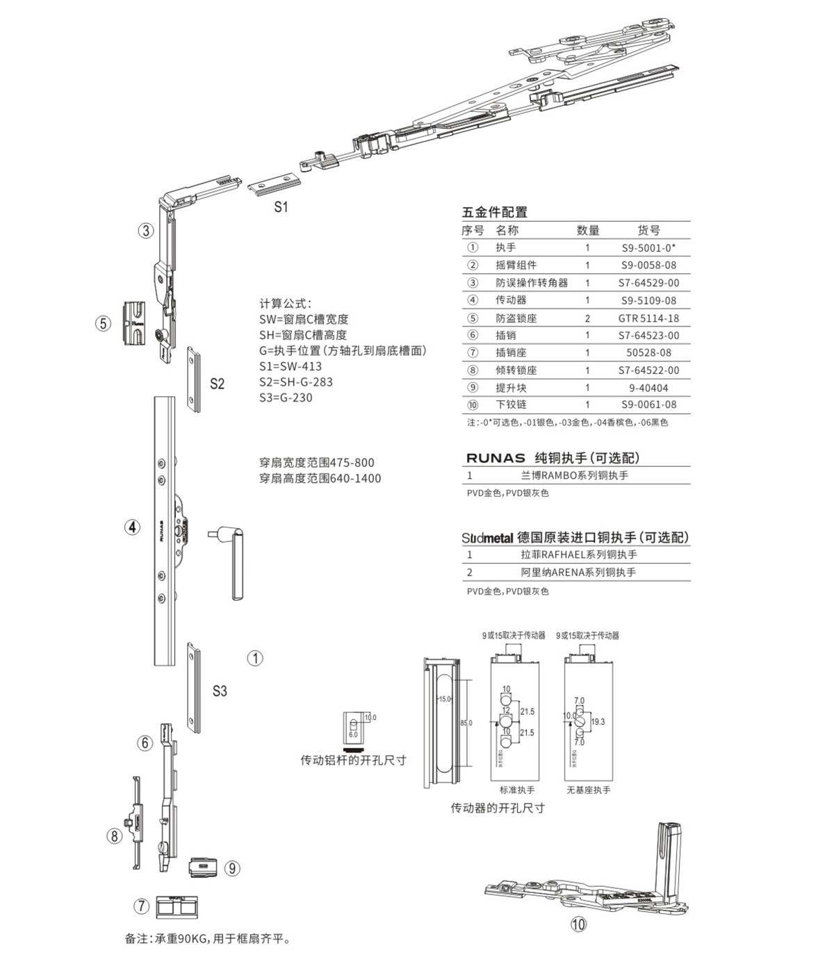 S9內(nèi)開(kāi)內(nèi)倒窗五金配置方案